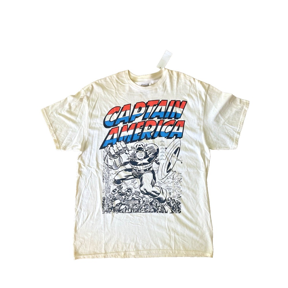 Vtg NWT Marvel Captain America Graphic‎ Short Sleeve Casual T Shirt Mens Size XL